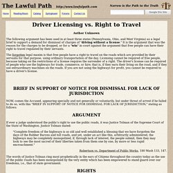 Driver Licensing vs. Right to Travel - TLP