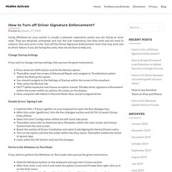 How to Turn off Driver Signature Enforcement?