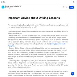 Important Advice about Driving Lessons