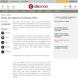 Droit de réponse d'Ariane Bois