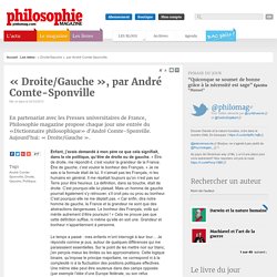 Les idées, André Comte-Sponville, Droite, Gauche, Politique