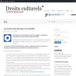 Les droits culturels dans la loi NOTRe – Droits Culturels