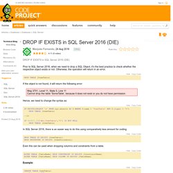 DROP IF EXISTS in SQL Server 2016 (DIE)