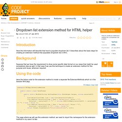 Dropdown list extension method for HTML helper