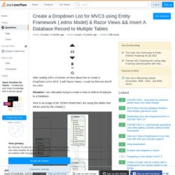asp.net mvc 3 - Create a Dropdown List for MVC3 using Entity Framework (.edmx Model) & Razor Views && Insert A Database Record to Multiple Tables