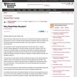 Why Read Peter Drucker?