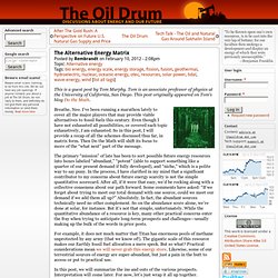 The Alternative Energy Matrix (The Oil Drum)