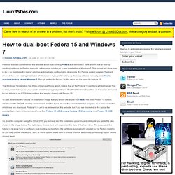 How to dual-boot Fedora 15 and Windows 7