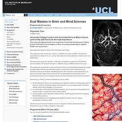 Dual Masters in Brain and Mind Sciences