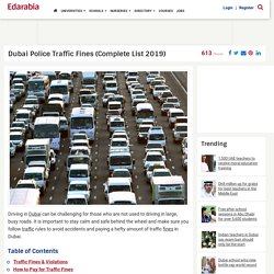 Dubai Police Traffic Fines (Complete List 2019)