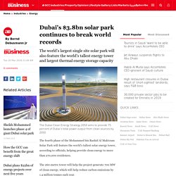 Dubai News: Dubai's $3.8bn solar park continues to break world records