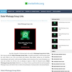 Dubai Whatsapp Group Links