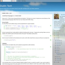 Dublin Tech: Javascript language a- z cheat sheet