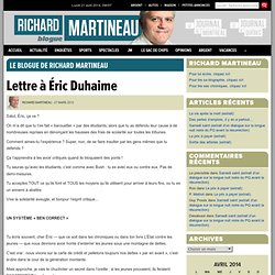 Lettre à Éric Duhaime « Le blogue de Richard Martineau