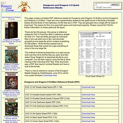 Dungeons & Dragons 3.5 Quick Reference Sheets