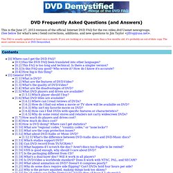 DVD Frequently Asked Questions : : DVD Demystified