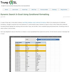 Dynamic Search In Excel Using Conditional Formatting