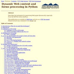 Dynamic Web content and forms processing in Python