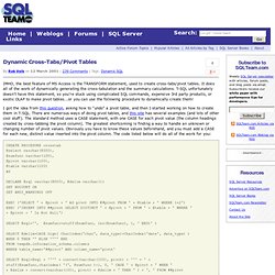 Dynamic Cross-Tabs/Pivot Tables