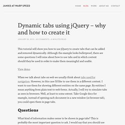 Dynamic tabs using jQuery - why and how to create it