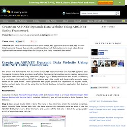 Create an ASP.NET Dynamic Data Website Using ADO.NET Entity Framework