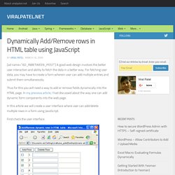 Dynamically Add/Remove rows in HTML table using JavaScript