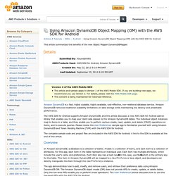 Using Amazon DynamoDB Object Mapping (OM) with the AWS SDK for Android : Articles & Tutorials
