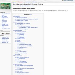 Sim Dynasty Football Rulebook - Sim Dynasty Rulebook
