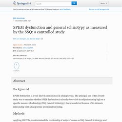SPEM dysfunction and general schizotypy as measured by the SSQ a controlled study