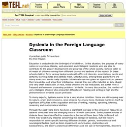 Dyslexia in the Foreign Language Classroom (TEFL Net)