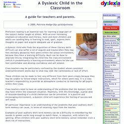 Helping dyslexic children within the classroom.