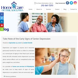 Take Note of the Early Signs of Senior Depression