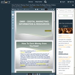 How To Earn Money From YouTube
