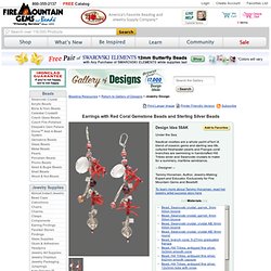 Earrings with Red Coral Gemstone Beads and Sterling Silver Beads