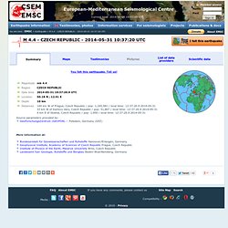 Magnitude 4.5 - CZECH REPUBLIC - 2014 May 31, 10:37:20 UTC
