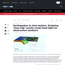 Earthquakes in slow motion: Studying 'slow-slip' events could shed light on destructive temblors