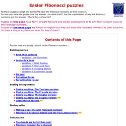 Easier Fibonacci Number puzzles