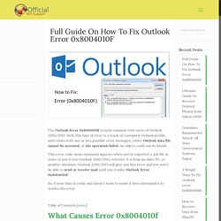 Easiest and Qickest Way To Fix outlook Error 0x8004010F