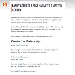 Easily Connect React Native to a Meteor Server