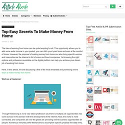 Top Easy Secrets To Make Money From Home