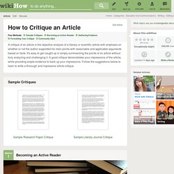 4 Easy Ways to Critique an Article