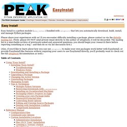 EasyInstall - The PEAK Developers' Center