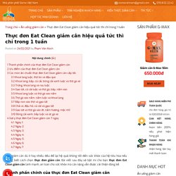 Thực đơn Eat Clean giảm cân hiệu quả tức thì chỉ trong 1 tuần - SIXMA