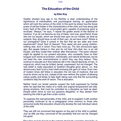 ebook, The Education of the Child , by Ellen Key
