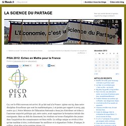 PISA 2012: Echec en Maths pour la France