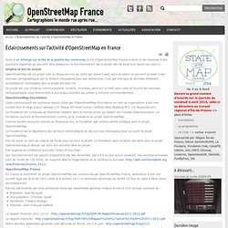 Éclaircissements sur l’activité d’OpenStreetMap en France