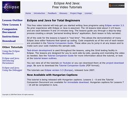 Eclipse and Java for Total Beginners