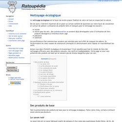 Nettoyage écologique - Ratoupédia, l'encyclopédie du rat domestique