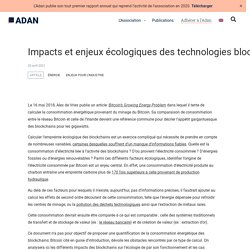 Impacts et enjeux écologiques des technologies blockchains - Adan