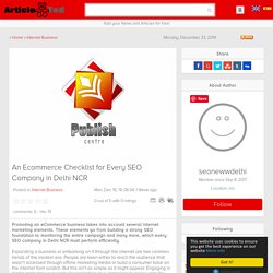 An Ecommerce Checklist for Every SEO Company in Delhi NCR Article